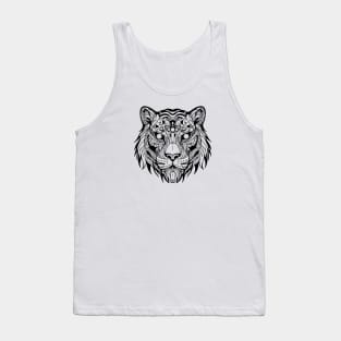 Biomechanical Tiger: An Advanced Futuristic Graphic Artwork with Abstract Line Patterns Tank Top